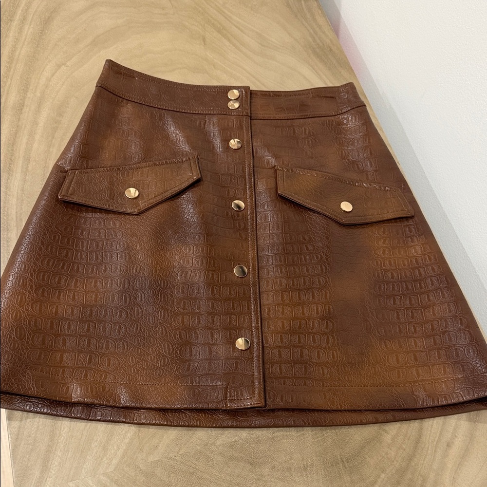 Zara Brown Tie Die Textured A-Line Skirt
